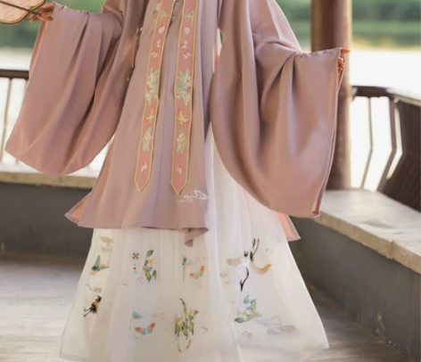 玉术原创汉服女明制立领斜襟长衫齐腰褶裙重工...