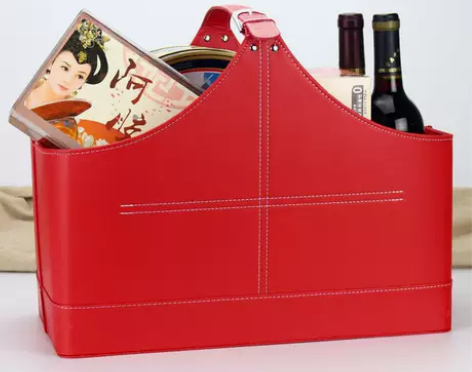 卡芙兰皮革礼品篮 水果篮子节日送礼收纳篮筐...