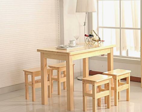 【送货上门】天然实木松木餐桌简单凳子框架组...