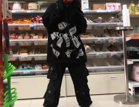 国潮oversize宽松连帽美式复古hip...