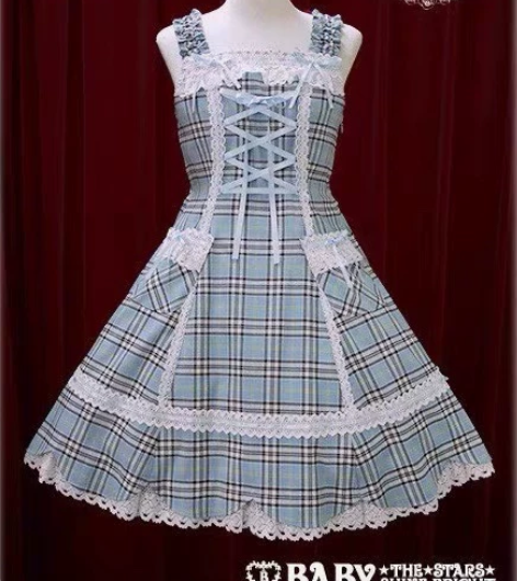 【标价收】BABY 下妻物语花瓣下摆格子J...