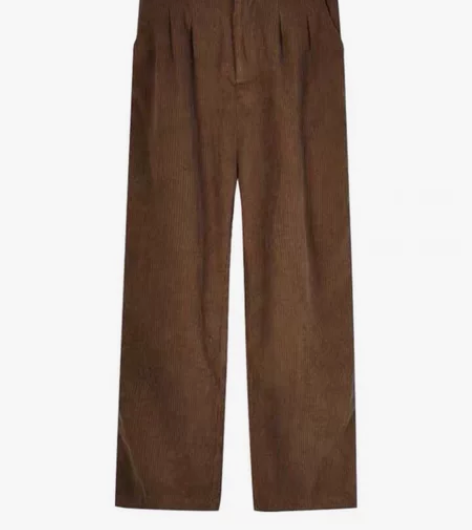 日系灯芯绒阔腿裤女秋冬款 棕色，腰围66
