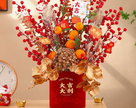 乔迁新居抱抱桶红色2023兔年春节摆件新年...