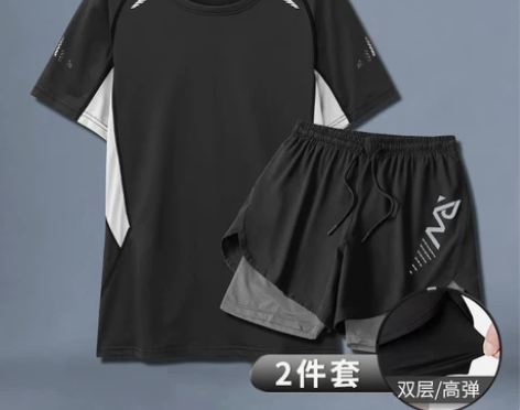 泳衣男士套装夏季双层防尴尬泳裤男速干衣沙滩...