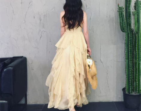 【清仓限时限量】吊带长款连衣裙女夏重工温柔...