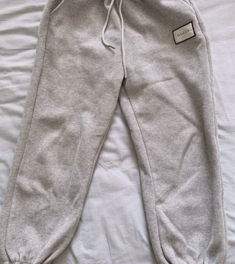 秋冬休闲运动裤女加绒加厚灰色卫裤松紧高腰显...