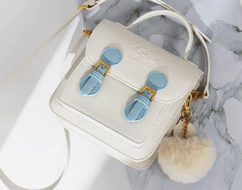 不莱玫白色邮差包小众包女可爱百搭学院风斜挎...