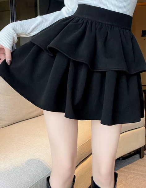 2022秋冬新款蓬蓬蛋糕裙高腰显瘦百褶半身...