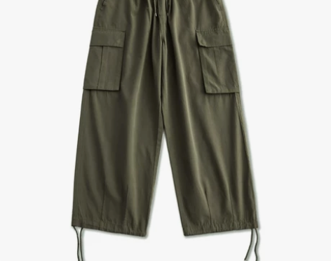 日系潮牌春秋款宽松小脚裤工装裤子男直筒抽绳...