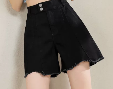 【狂欢价】拉夏贝尔2022夏新款纯色牛仔短...