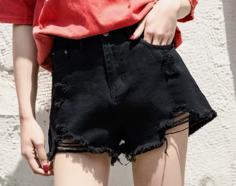 牛仔短裤女夏2019新款韩版宽松破洞高腰显...