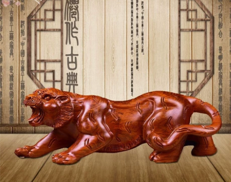 花梨木雕老虎摆件实木老虎工艺品木雕红木生肖...