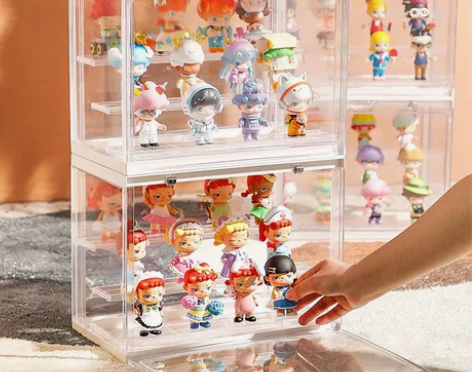 盲盒手办收纳盒公仔玩具亚克力防尘架盒子壁挂...