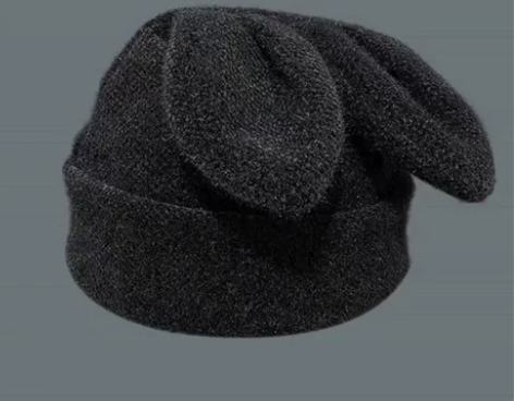 兔耳朵毛绒帽 黑色 付邮费送 私聊位置金包...