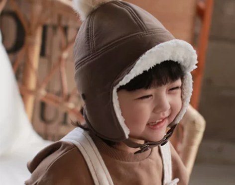 韩国代购入宝宝帽加绒秋冬季儿童帽护脸护耳帽...