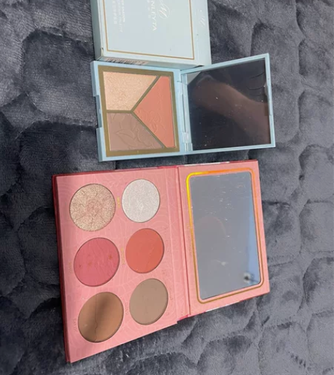 高光修容盘三色哑光闪粉脸部修容鼻影提亮腮红...