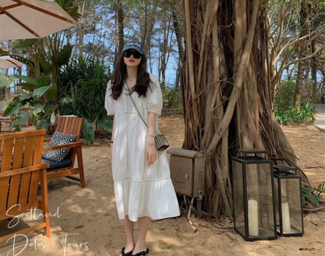 小宜定制【集市裙】2021新款法式白色连衣...