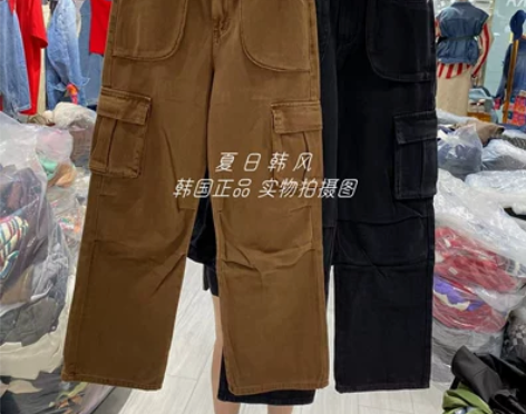 现货韩国进口2022秋棕色高腰侧翻盖立体口...