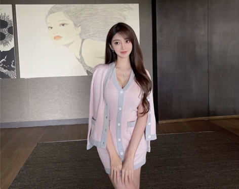 VERAMOON 日落粉霞 早秋新款法式羊...