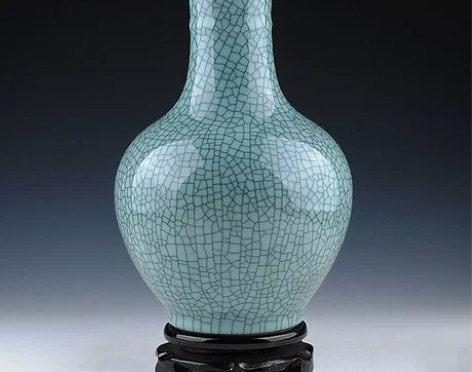 景德镇陶瓷花瓶摆件客厅插花仿古官窑瓷瓶中式...