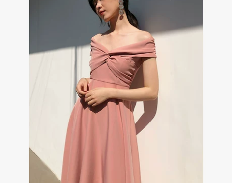 TANSSHOP礼服连衣裙女 交叉纽结褶皱...