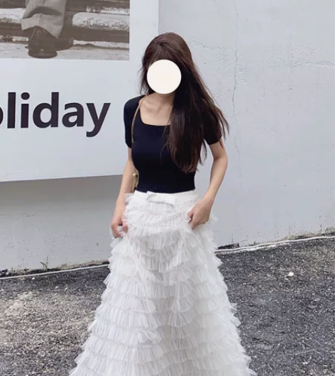 重工蛋糕裙纱裙半身裙 松紧腰 仅试穿拍照 ...