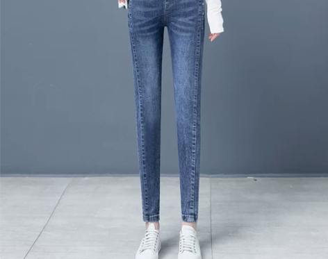 高腰牛仔裤女小脚裤2022春秋新款修身显瘦...