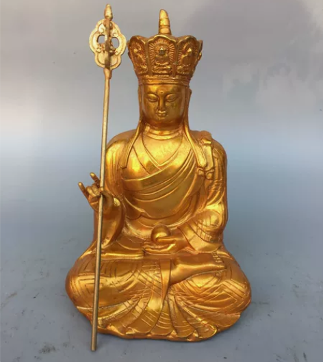 乡下农村收来保真包老老铜器菩萨佛像 鎏金地...