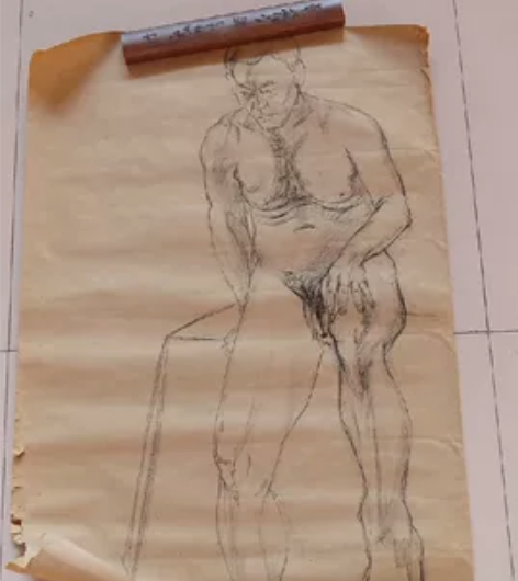 徐悲鸿素描手稿作品。品相如图。值得珍藏。喜...