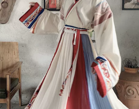 羽月司衣局原创汉服【锦卿】撞色印花魏晋襦国...