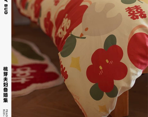 抖音小红书桃芽夫妇|原创插画飞鸟花结婚两面...