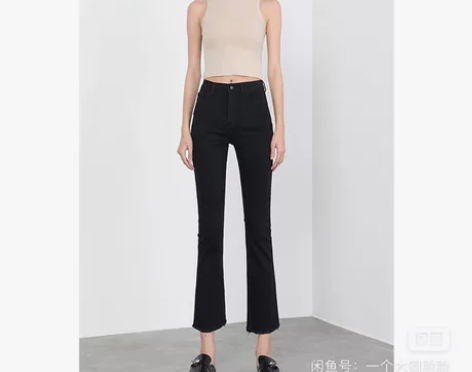 女士牛仔裤【上新价】黑色微喇叭牛仔裤女高腰...