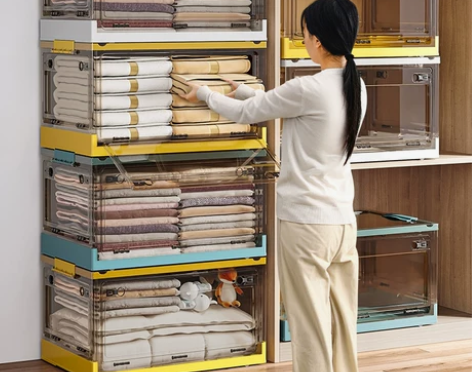 星优收纳箱家用塑料衣服衣柜整理箱透明可折叠...