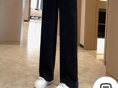 全新～加绒加厚阔腿裤 宽腿裤 黑色拖地裤 ...