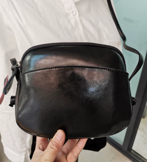 全新女士牛皮包包斜挎包真皮女包二层牛腊皮材...