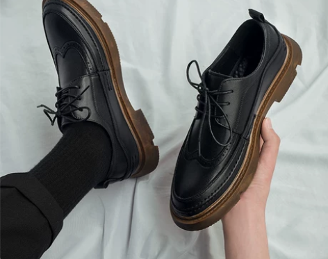 皮鞋男韩版春夏新款布洛克透气休闲鞋英伦潮流...