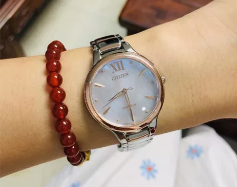 西铁城（CITIZEN）手表光动能间粉金色...