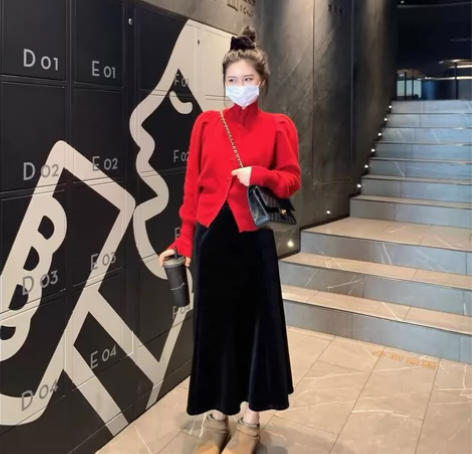 高腰显瘦半身裙女高级感复古a字裙休闲百搭气...