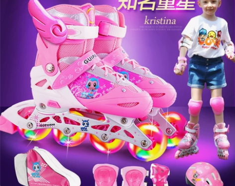 正品贵派仕溜冰鞋儿童全套装旱冰鞋轮滑鞋成人...