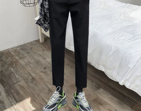 西裤男宽松直筒休闲长裤秋冬厚款九分西装裤垂...