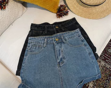 冯老板高腰牛仔短裤女2022夏季显瘦宽松小...