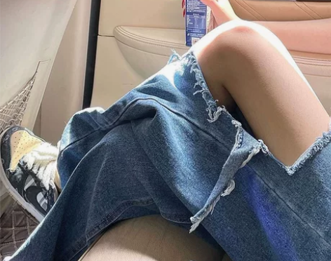 胖妹妹宽松牛仔裤2022新款大码女装高腰破...