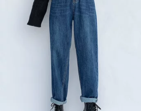 【99划算价】适合胯大腿粗的大码蓝色直筒阔...