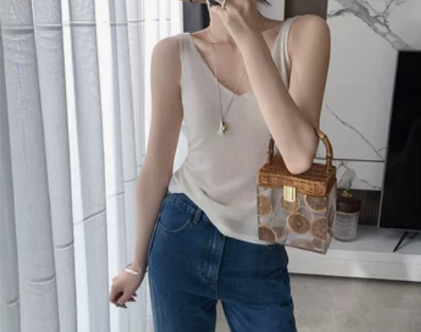 崔婶儿定制 60支双股 抗菌珍珠防走光吊带...