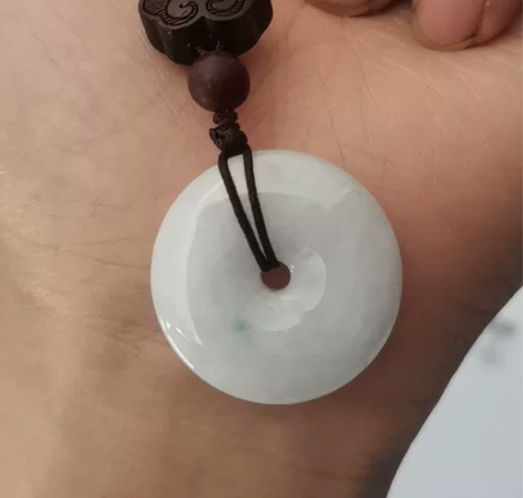 飘一点阳绿天然翡翠平安扣   终生保A  ...