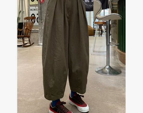 日系学生大码女装微胖妹妹mm春秋工装阔腿宽...