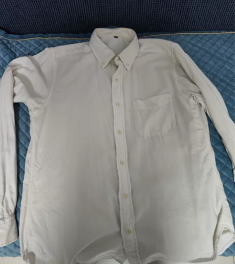 无印良品 男士白色长袖纯棉衬衫 八...