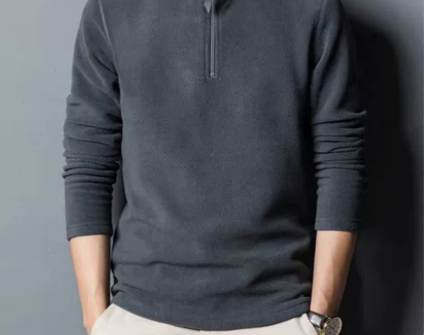 秋冬款男士高领纯色双面绒半高领卫衣仿摇粒绒...