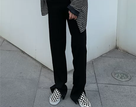 高腰垂感开叉拖地休闲裤女宽松直筒长裤秋冬2...