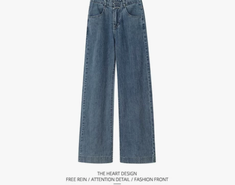 SHIYIYUE 自制直筒高腰牛仔裤女夏季...